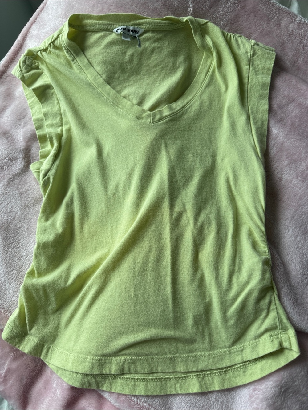 DKNY Light Lime V-Neck Cap Sleeve Tank